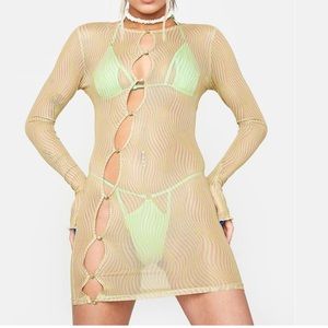 New Pink Mesh Mini Dress